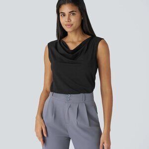 NEW Monroe and Maine Sleeveless Cowl Neck Blouse Black Medium